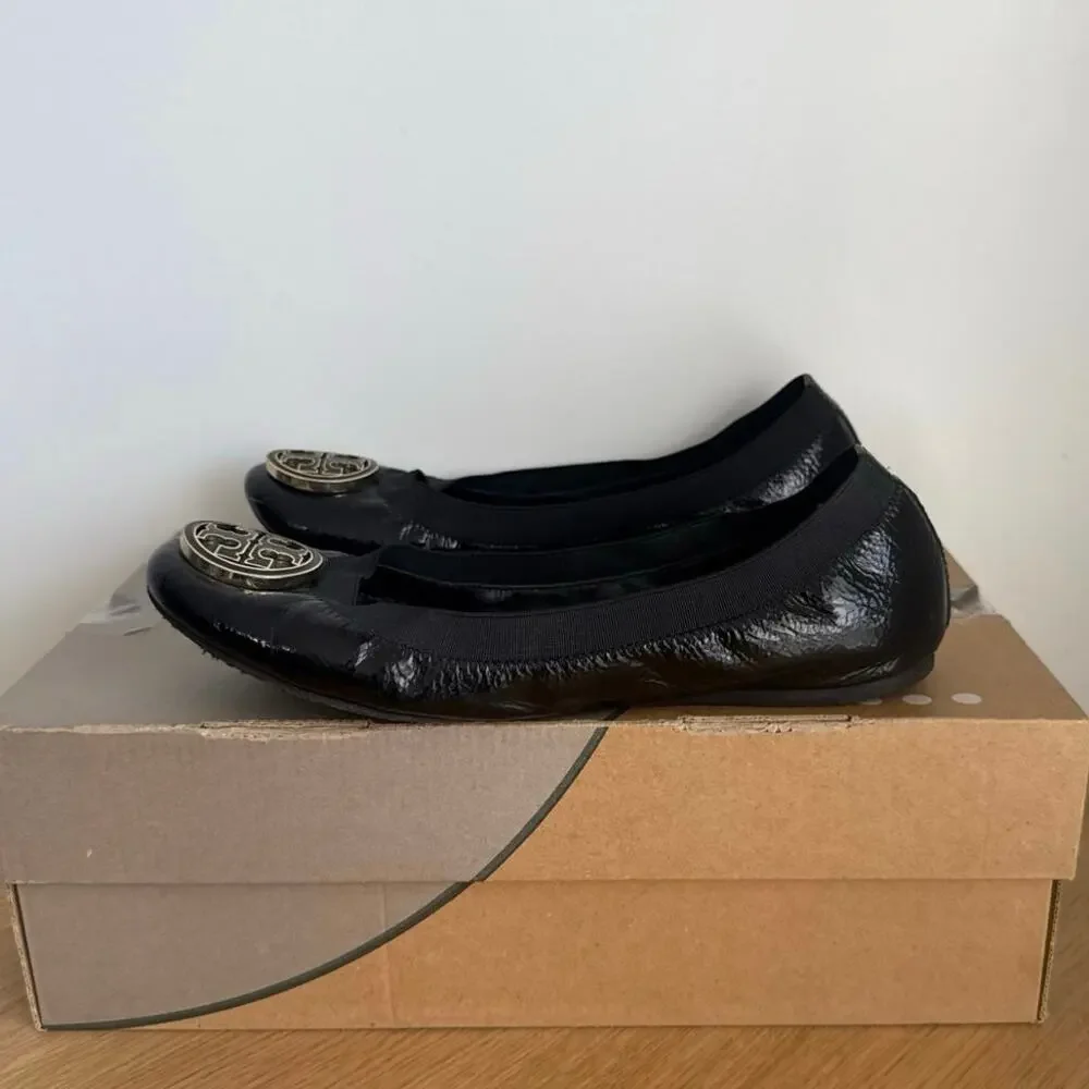 Tory Burch Black/Gold Women Ballet Flats - SZ 8.5